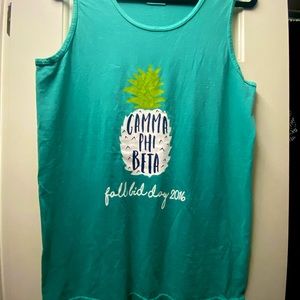 Gamma Phi Beta Blue Pineapple Bid Day Comfort Colors Tank Top Small NWOT